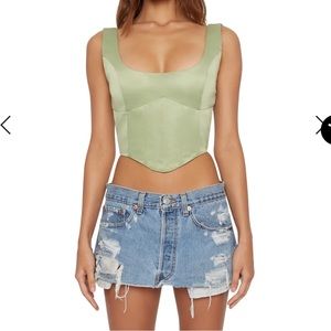 Danielle Guizio Satin lace- up bustier top